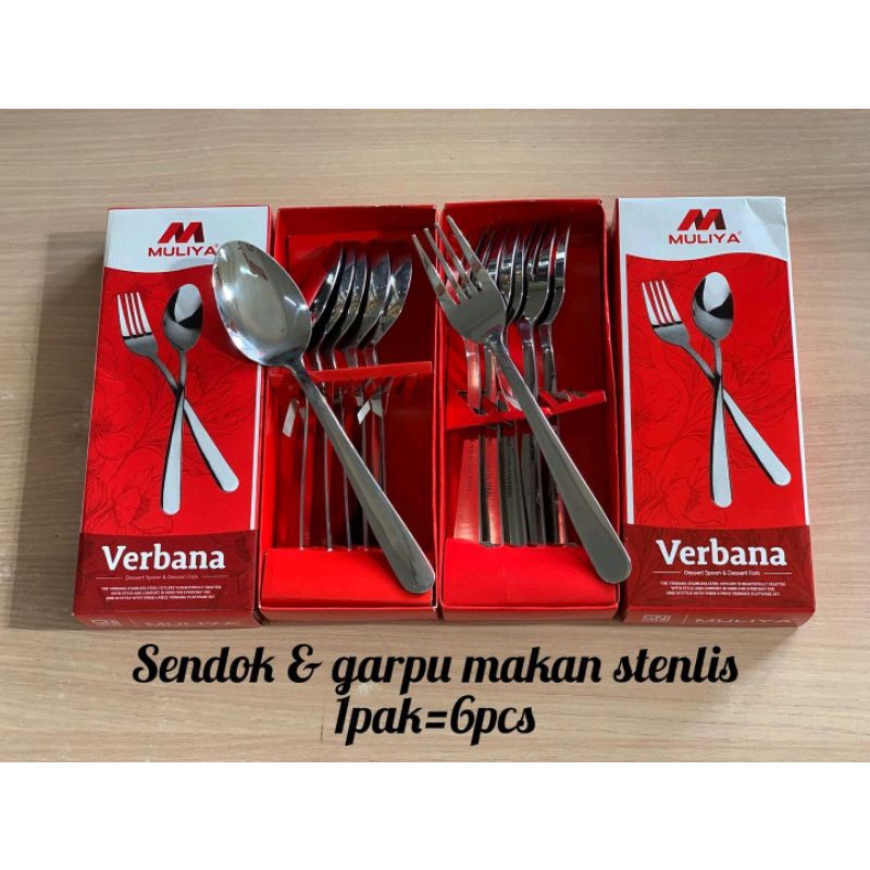 Jual Muliya Sendok Dan Garpu Makan Verbana 6pcs Shopee Indonesia