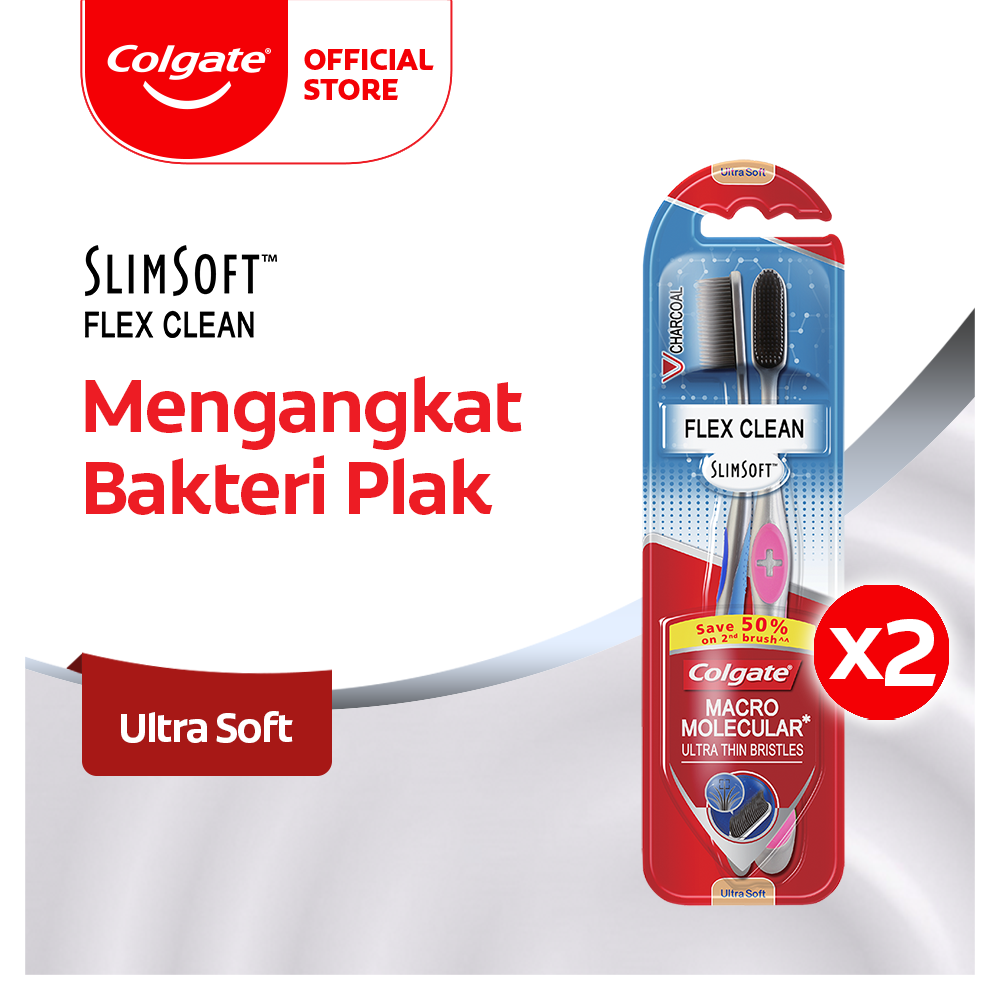 Jual Colgate SlimSoft Flex Clean Charcoal Ultra Soft Toothbrush - Sikat ...