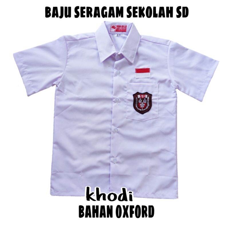 Jual baju putih atasan seragam sekolah SD lengan pendek bahan oxford ...