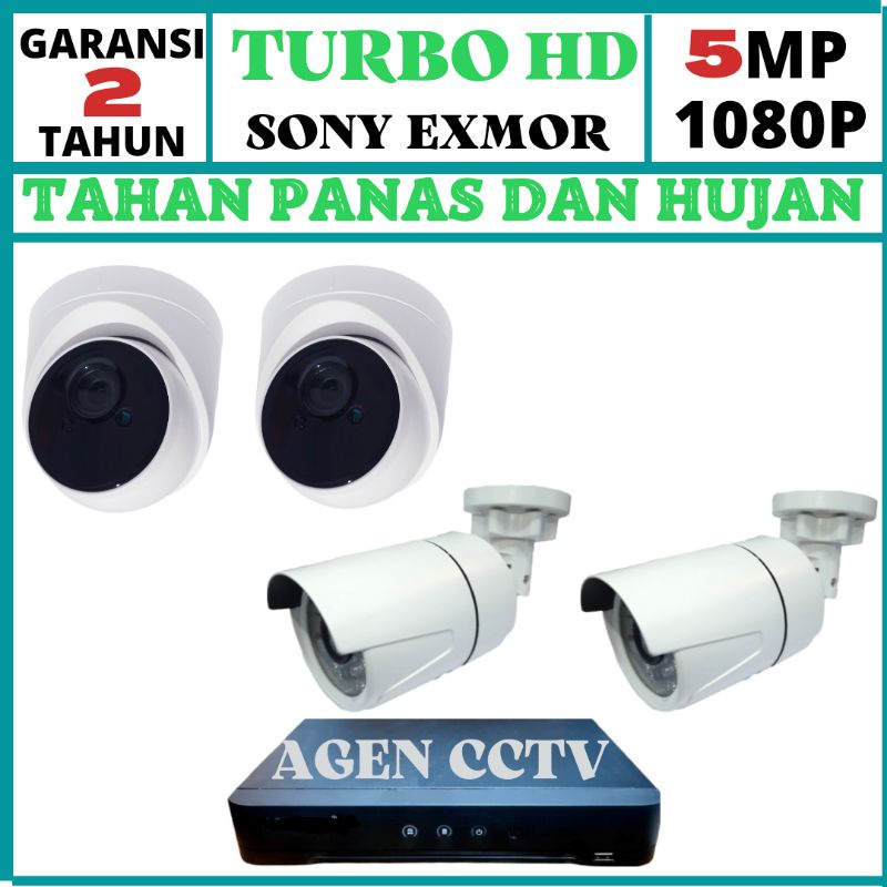 Jual promo Paket cctv 4 channel 4 kamera lensa 5mp 1080p ic sony turbo ...