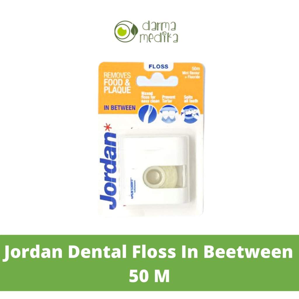Jual Jordan Dental Floss In Between 50m Mint Flavour + Fluoride