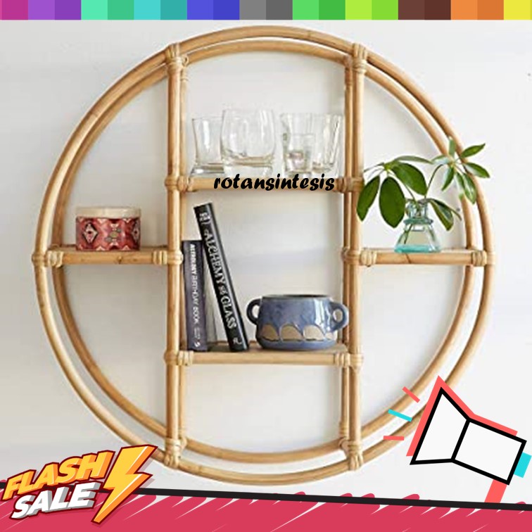 Jual Hiasan Rak Dinding Dekorasi Rotan Alami Marley Round | Shopee ...