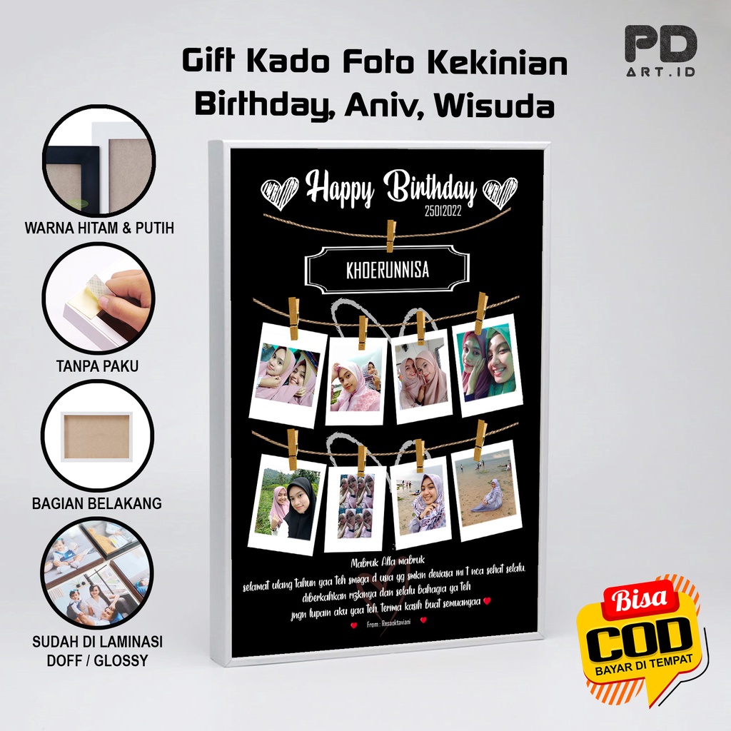 Jual Gift Ultah Kado Ulang Tahun Cetak Foto Plus Bingkai Premium Bingkai Wisuda Bingkai