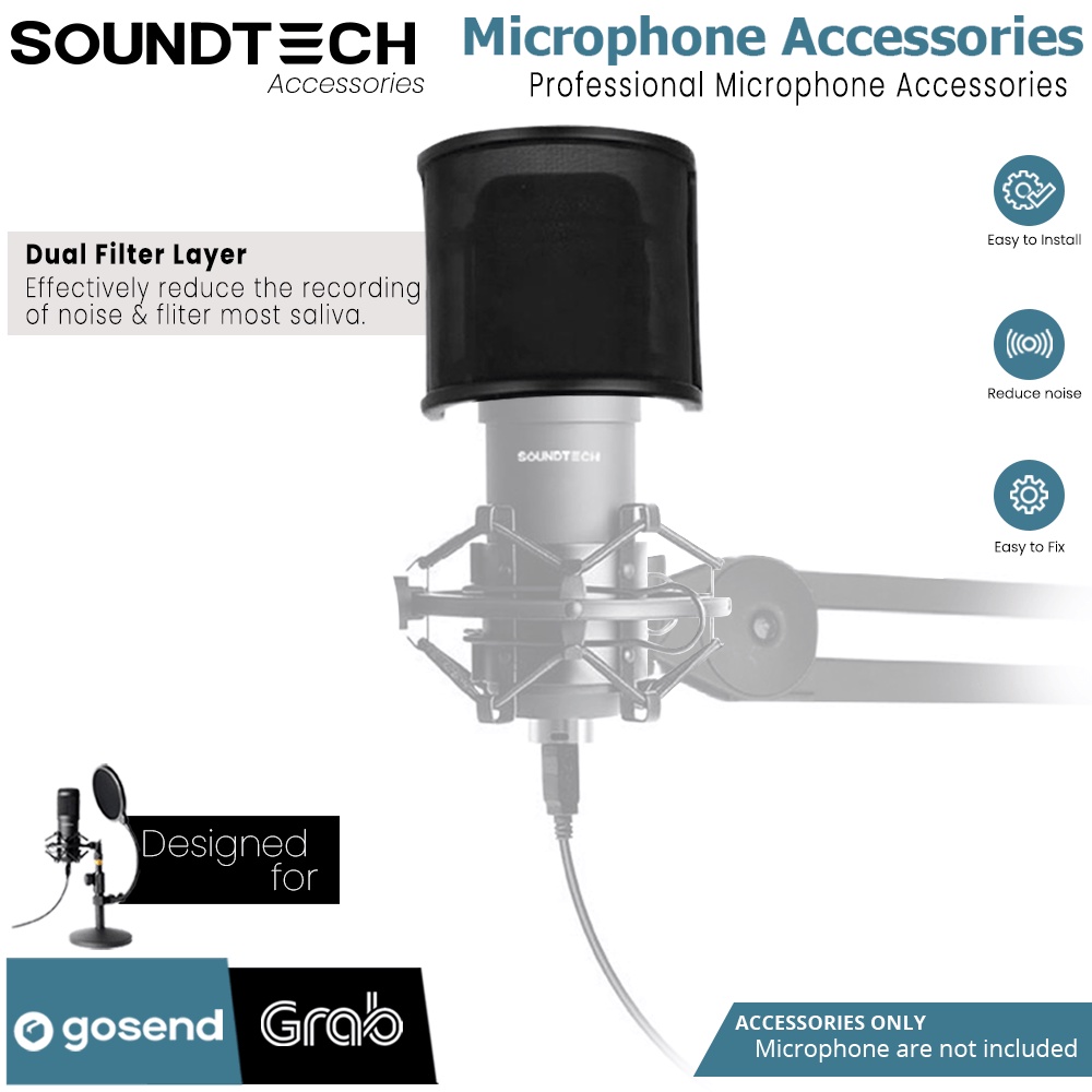Jual SOUNDTECH Mic Pop Filter Wind Shield U Shape Metal Mesh Mic