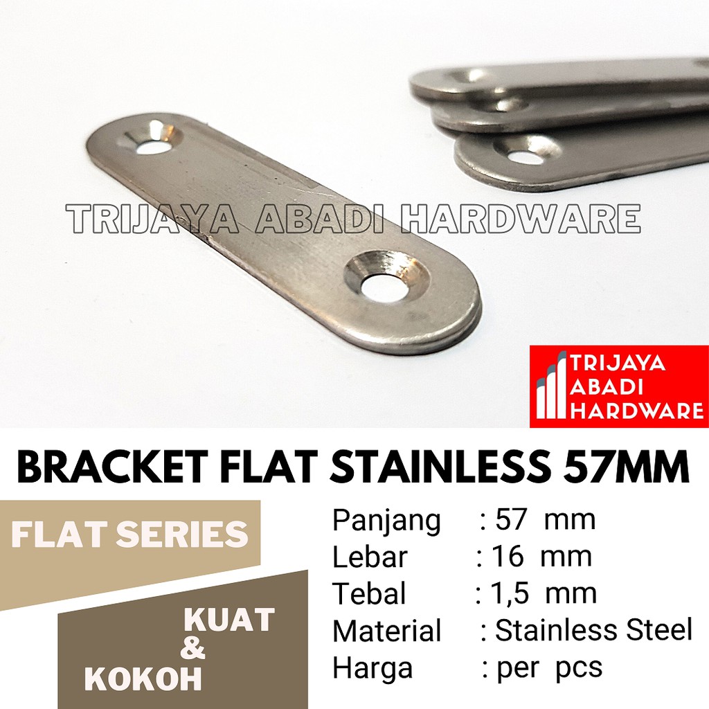 Jual Bracket Flat Stainless 57 mm - Braket Rata | Shopee Indonesia