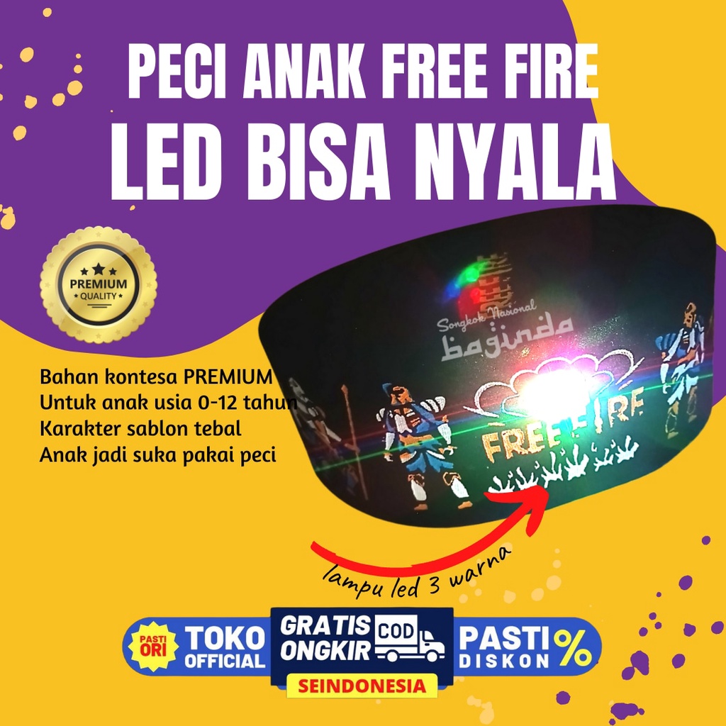 Jual Peci LED Songkok Anak BALITA Karakter Upin Ipin Kopiah Kartun ...
