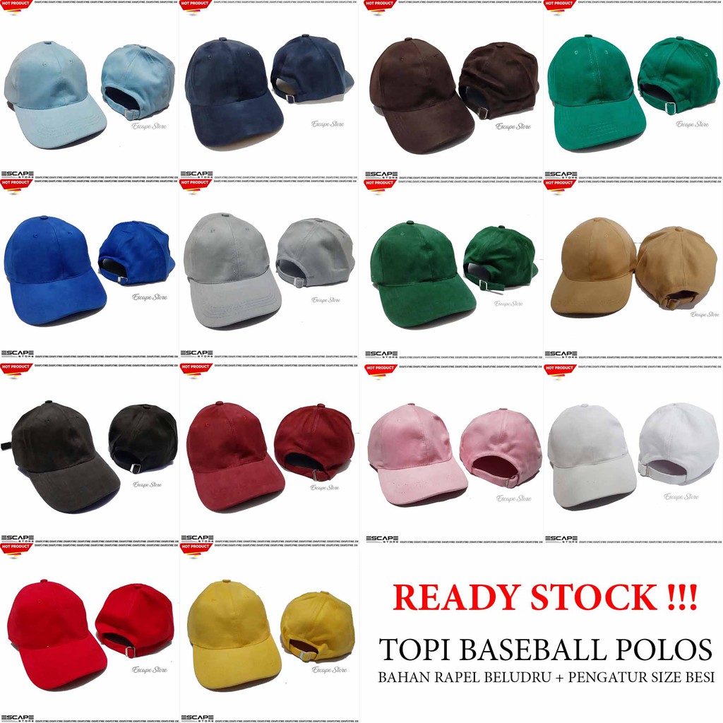 Jual Topi Baseball Polos / Topi Distro Bahan Rafell Beludru | Shopee ...