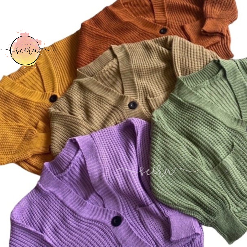 Jual [BISA COD] Olivia Cardy Crop Pocket Anak / Kardigan Rajut Anak ...
