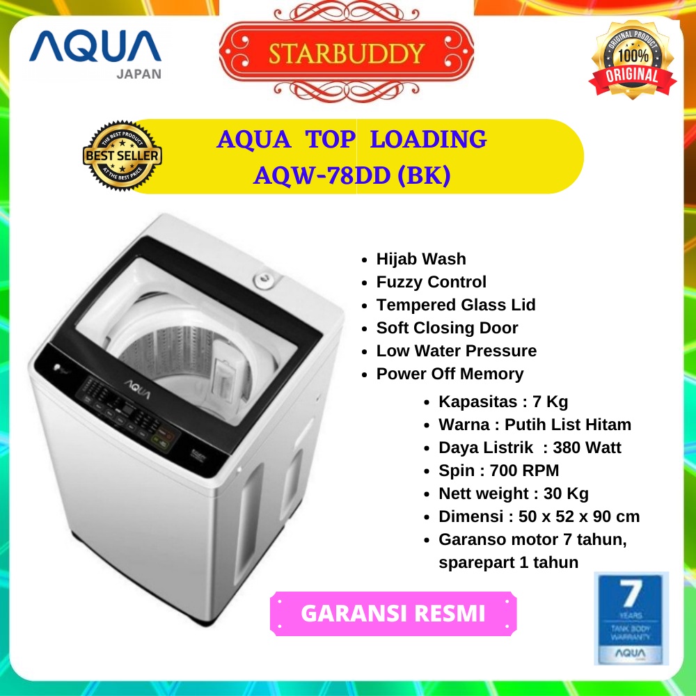 Jual MESIN CUCI AQUA AQW-78DD TOP LOADING 7 KG 78DD - JADETABEK ...