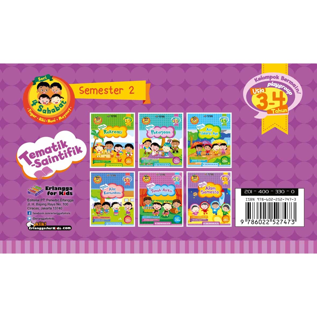 Jual BUKU PAKET SERI 4 SABAHAT SEMESTER 2 - TEMATIK SAINTIFIK ERLANGGA ...