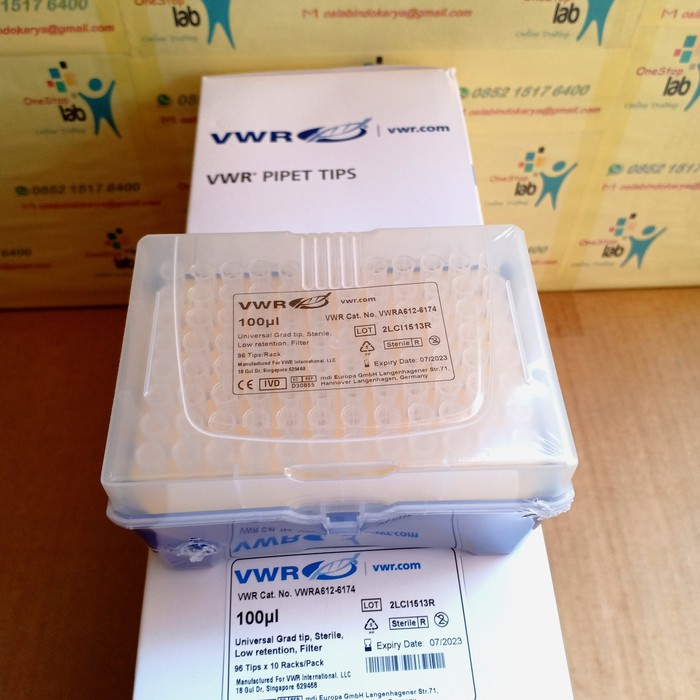 Jual Filter tips 100 uL Sterile pipet tip for micropipette 96/rack VWR Shopee Indonesia