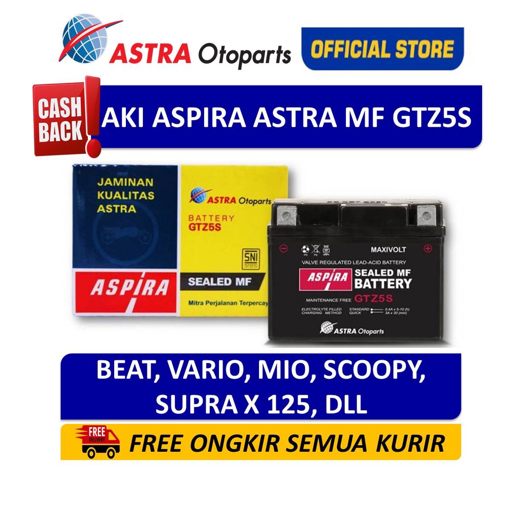 Jual Aki Motor Aspira Astra GTZ5S MF Kering Beat Vario Mio Scoopy 11