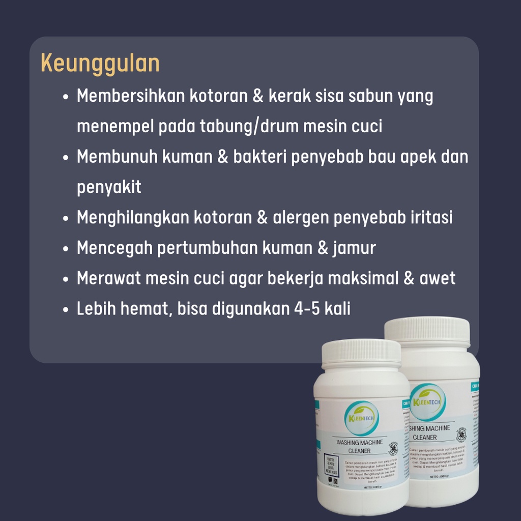Jual KLEENTECH - Pembersih Mesin Cuci / Bubuk Perawatan Mesin Cuci ...