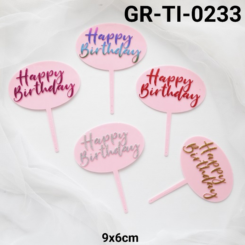 Jual Gr Ti Cake Topper Tulisan Kue Tart Happy Birthday Background Pink Yamama Baking