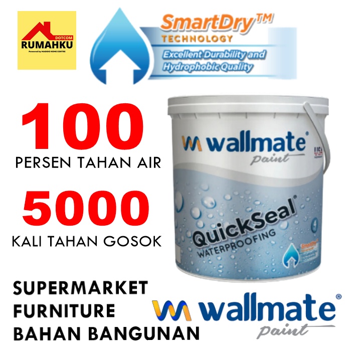 Jual Cat Tembok Anti Air Cat Pelapis Anti Bocor Cat Waterproofing Quickseal 4kg Wallmate 7733