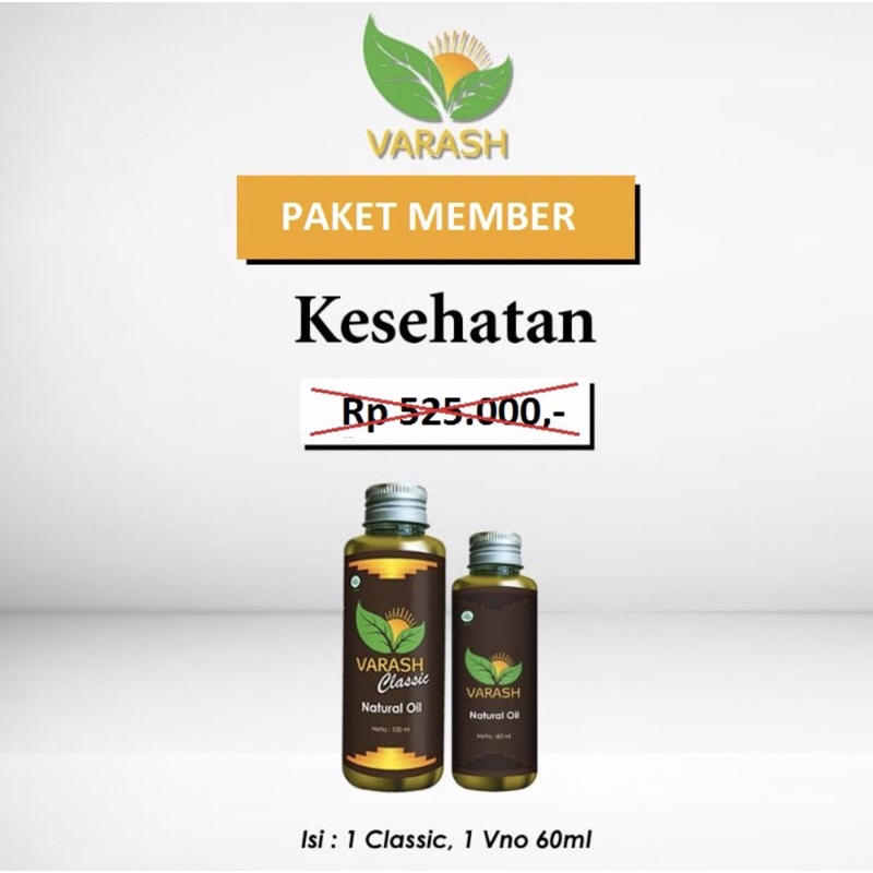 Jual Paket Member Varash Classic 100 Ml Dan Varash Natural Oil 60ml