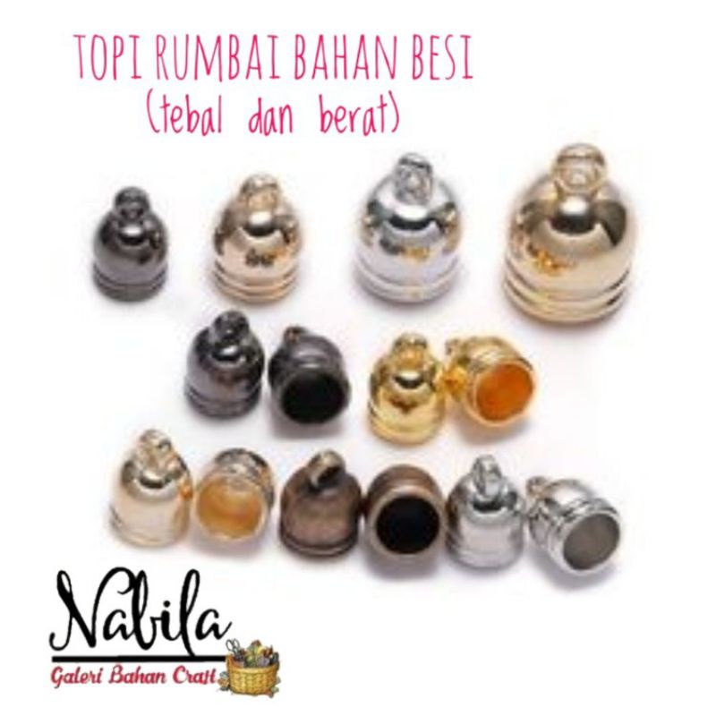 Jual (12pcs) Topi rumbai besi tutup rumbai besi bahan craft kerajinan ...