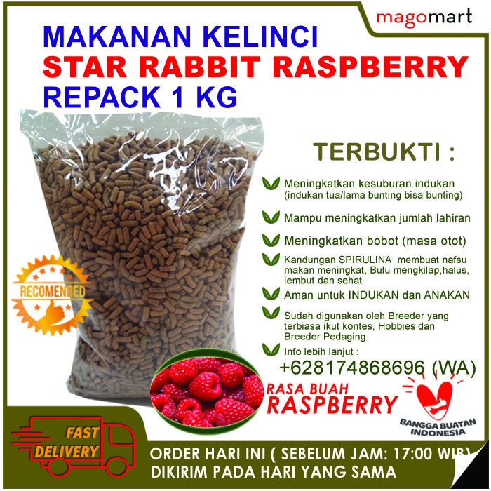 Jual STAR RABBIT RASPBERRY REPACK 1 KG MAKANAN KELINCI MURAH BUKAN NOVA ...