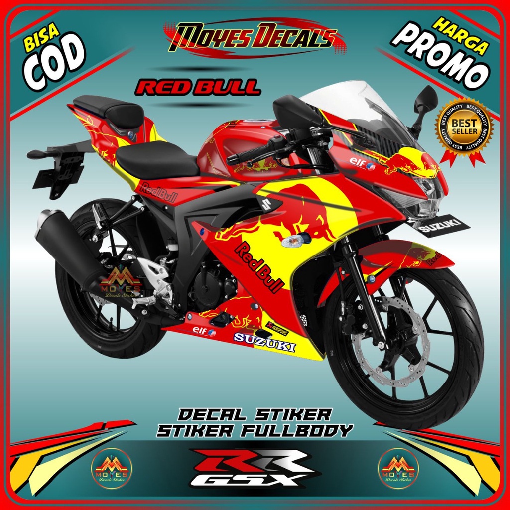 Jual Decal Sticker Suzuki GSX - Motif Custom Redbull Rider Merah ...