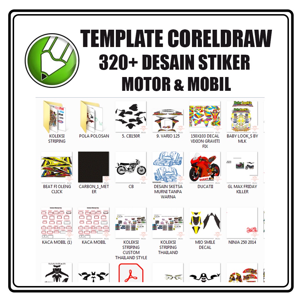 Jual [CDR] 320+ Template Desain Sticker Cutting Mobil & Motor - Vector ...