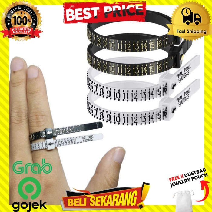 ALAT PENGUKUR CINCIN COIL JARI PRIA WANITA UNISEX PREMIUM ORI - Hitam