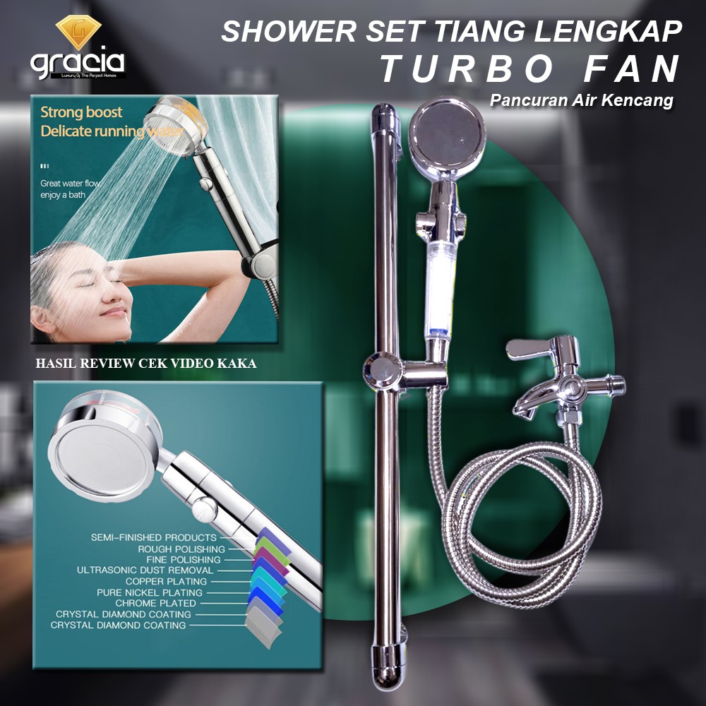 Jual Shower Turbo Head Water Saving HighPressure Rainfall Propeller