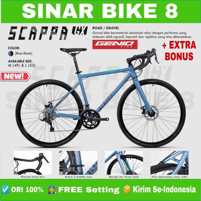 Jual Sepeda Balap Road Bike Gravel GENIO SCAPPA GX Alloy 2022 Balap 18 ...