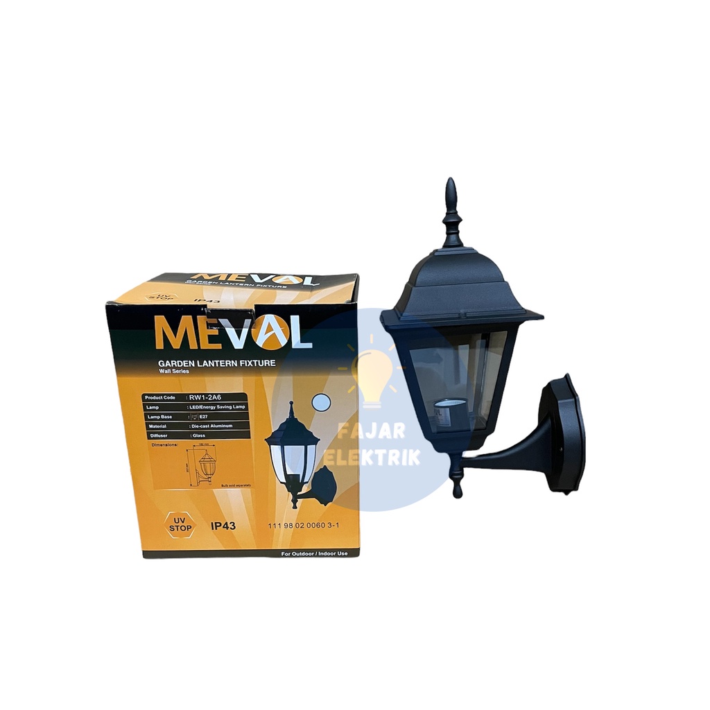 Jual KAP LAMPU TEMBOK TAMAN MEVAL OUTDOOR HITAM TIPE WALL 2 RW1 2A6