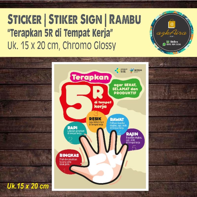 Jual Sticker Stiker Sign Terapkan 5R Di Tempat Kerja - Uk. 15x20 Cm ...