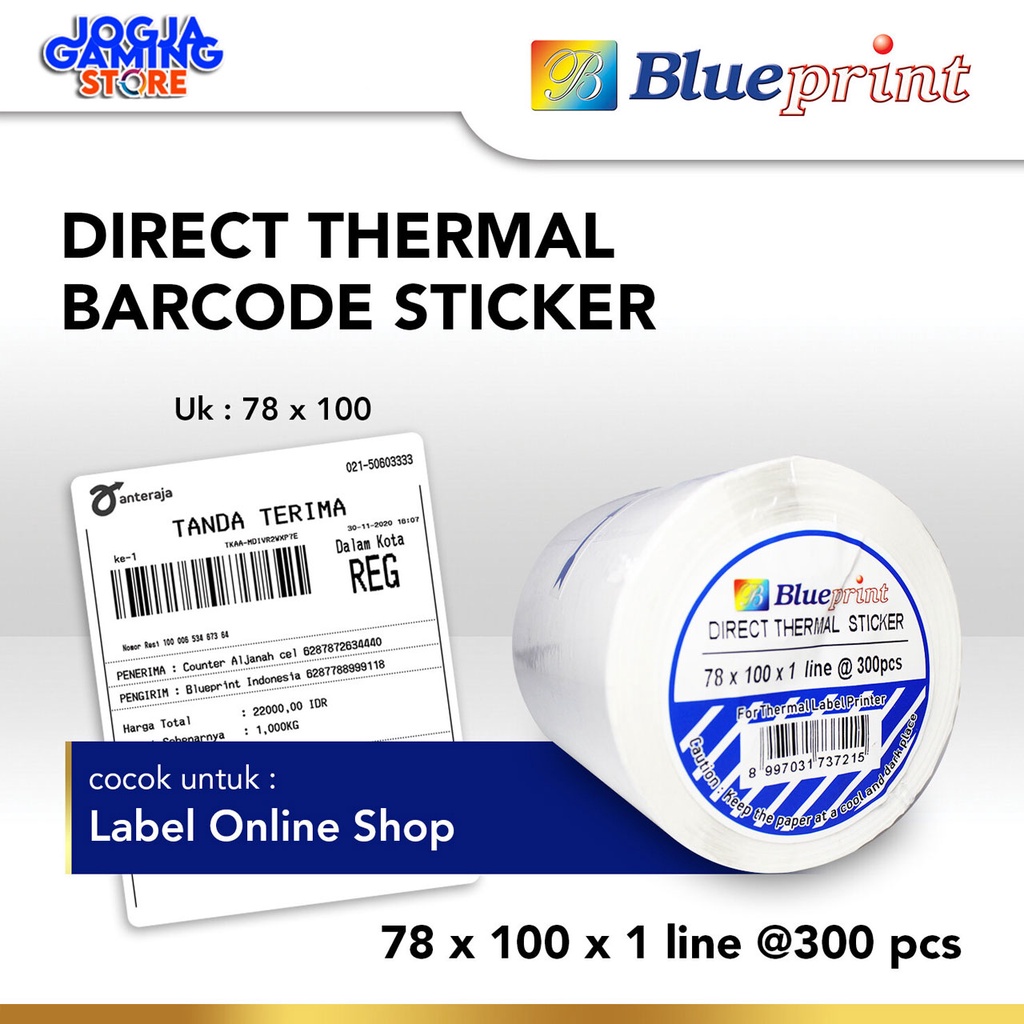 Jual Direct Thermal Sticker Label Barcode Resi Online Shop Marketplace ...