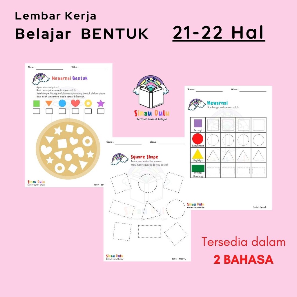Jual Lembar Kerja (Worksheet) Mengenal Bentuk Anak 2 3 4 5 6 tahun ...