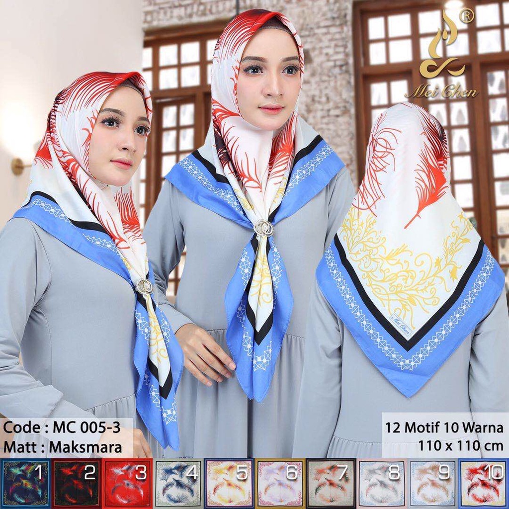 Jual Jilbab Segiempat Segi Empat Maxmara Satin Pesta Motif Square Ori
