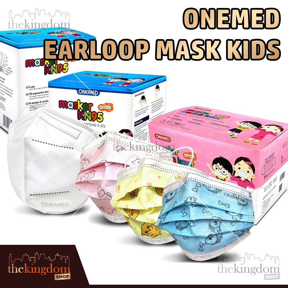 Jual Onemed Mask Kids KN95 4ply Earloop White /20 Masker Anak Sekolah ...