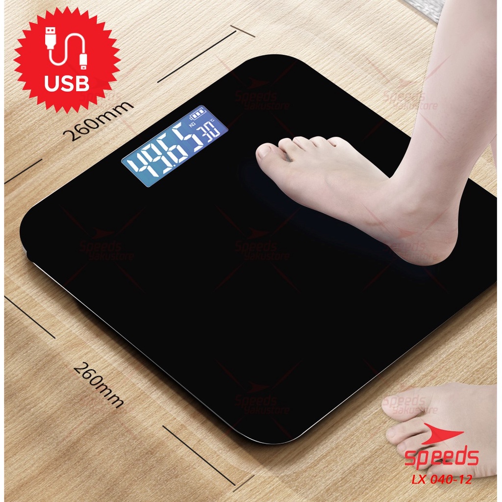 Timbangan Badan Mini Digital Hitam Polos 180 KG