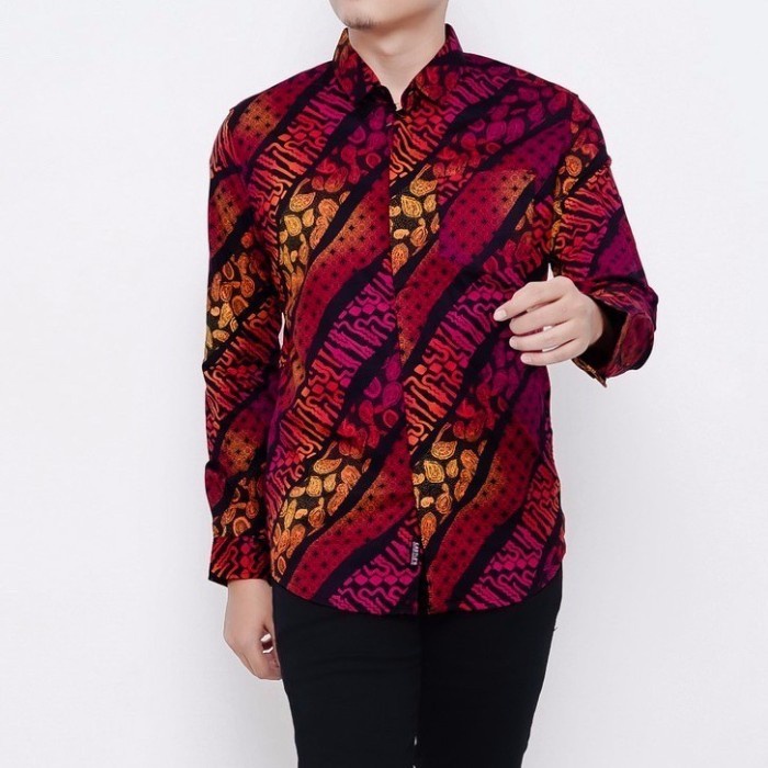 Jual Kemeja Batik Pria KEDAI KEMEJA LENGAN PANJANG GRADASI MERAH BIG ...