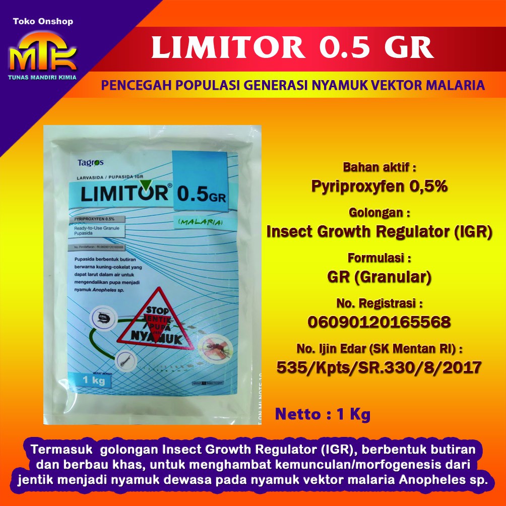 Jual LIMITOR 0.5 GR Pencegah Populasi Generasi Nyamuk Vektor Malaria ...