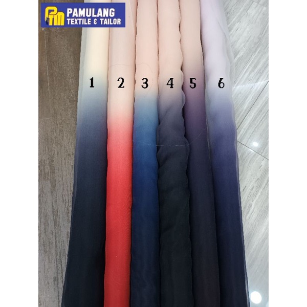 Jual Kain Organza Premium Gradasi Harga Per Setengah Meter 50 Cm