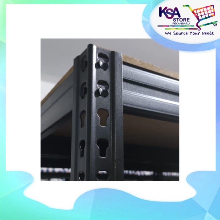 Jual Mystar Rak Besi 600MM X 1200MM X 1800MM (4 LEVELS) MDF (BLACK ...