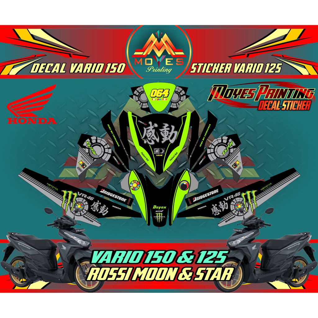 Jual Decal Sticker Full Body Honda Vario 150 Fi Striping Motor Vario Techno 125 Fi Rossi Hijau