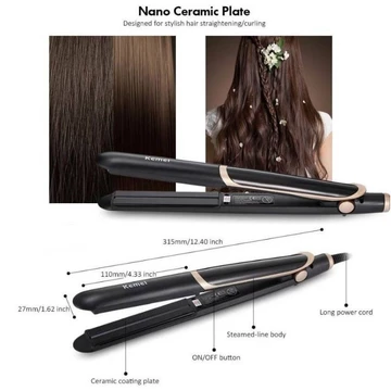 KEMEI KM 2219 Catokan Rambut 2in1 Digital Far Infrared Hair Straightener Irons Flat Styling Tool