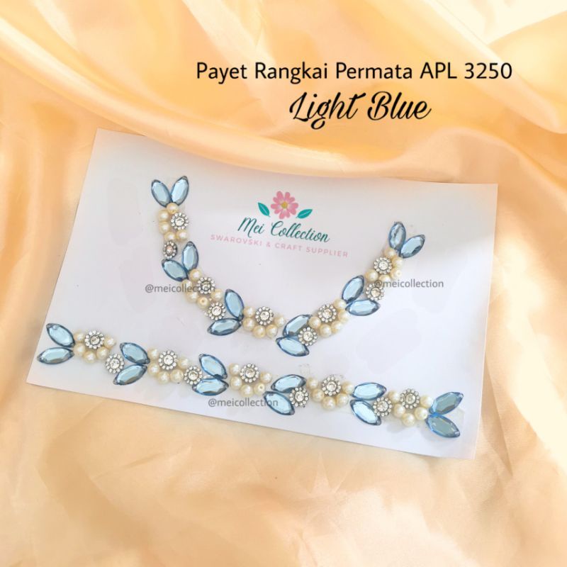 Jual Payet Rangkai Mutiara Bunga 3d Permata Kompilasi Nuansa Biru Blue