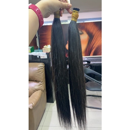 Jual rambut sambungan asli tebal dan rata 100helai/63cm Free smoothing ...