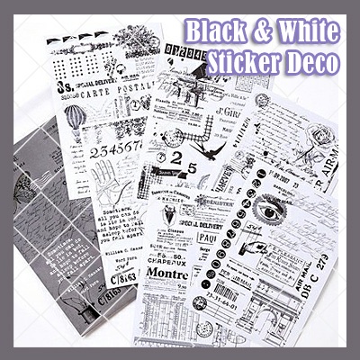 Jual Big White and Black Sticker Deco - Stiker Hitam Putih Vintage ...