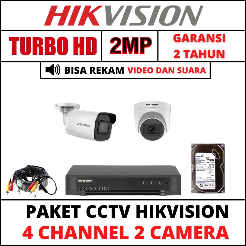 Jual PAKET CCTV HIKVISION 4 CHANNEL 2 KAMERA BEBAS PILIH 2MP TURBOHD ...