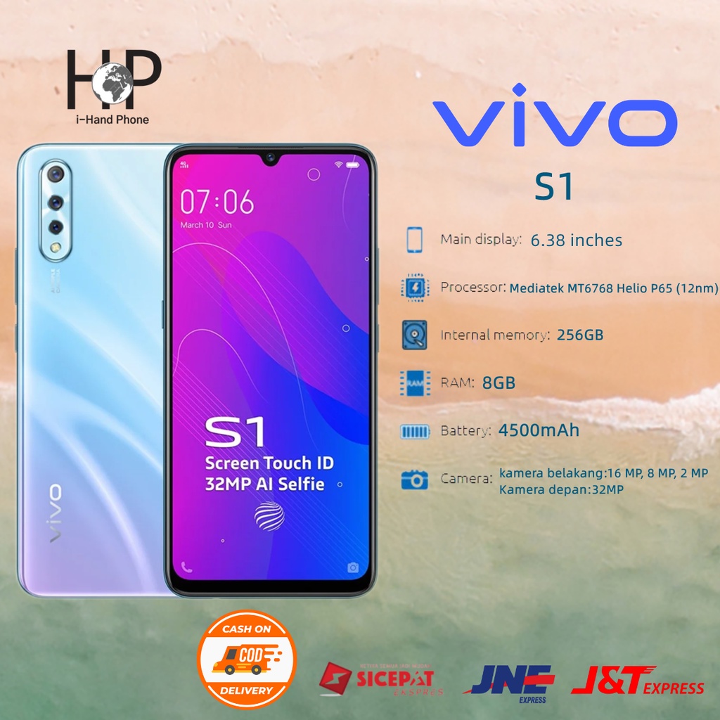 VIVO S1 RAM 8GB+256GB Smartphone Android Layar inci Murah Handphone  Super AMOLED Touch ID