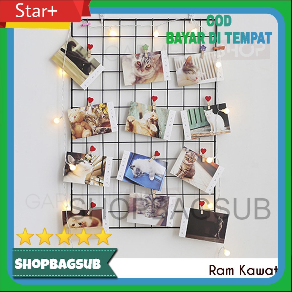 Jual Hiasan Dinding Kamar Wire Grid Mesh Wall Rak Gantung Dinding Besi ...