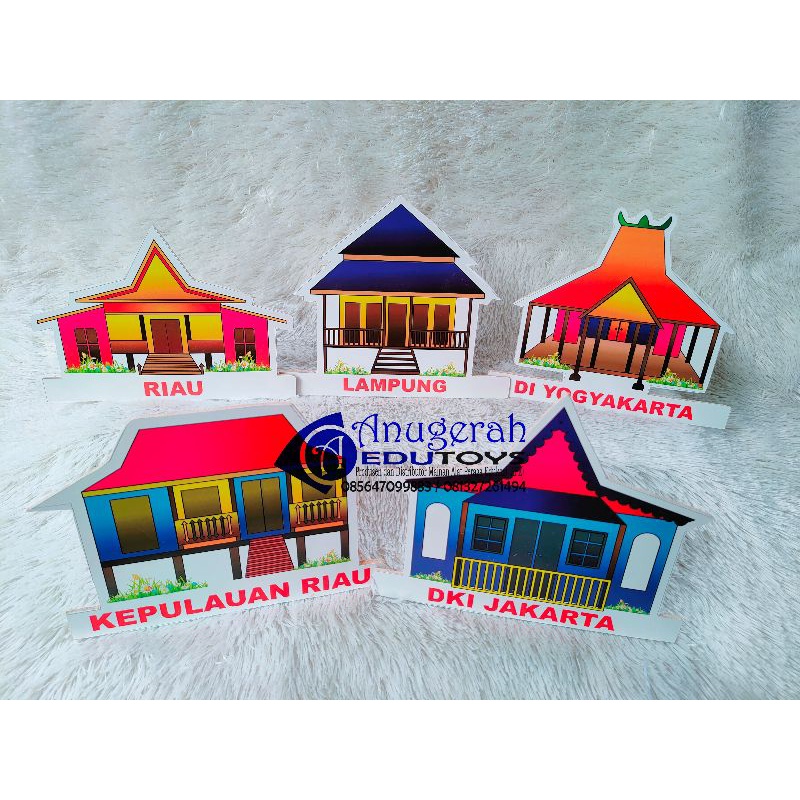 Jual maket rumah adat 34 Provinsi, Mainan Berdiri Rumah Adat 2D