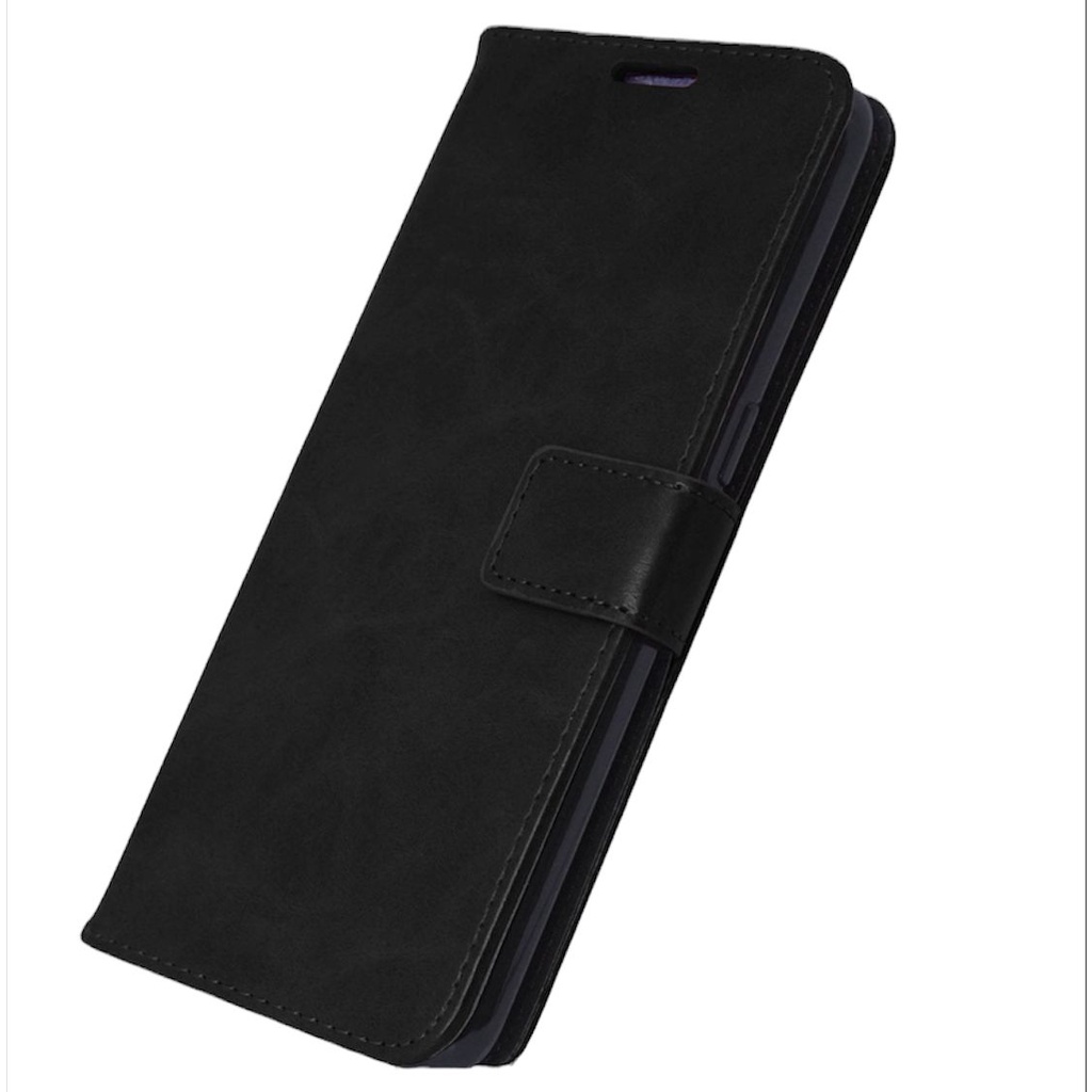 Custodia Portafoglio Con Finitura Scamosciata Per Asus Zenfone Max Pro M1 – Flip Cover Magnetica Con Slot Carte – Nero