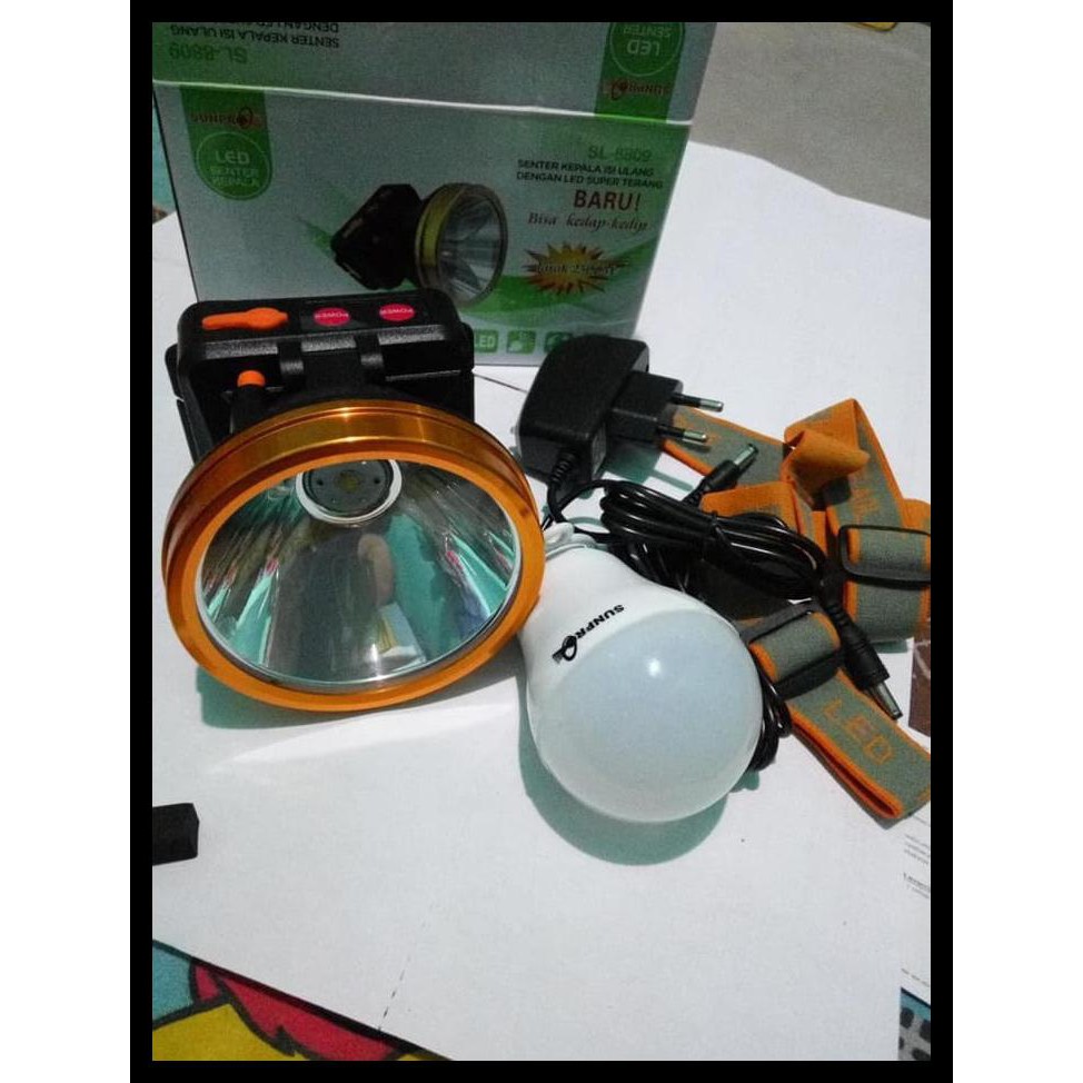 Jual Senter Kepala Sunpro Sl 8809 Cahaya Kuning | Shopee Indonesia
