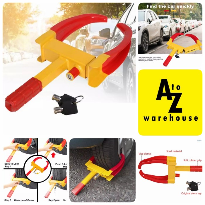 Jual Pengaman Roda Ban Parkir Universal Kunci Gembok Mobil Gembok Roda ...
